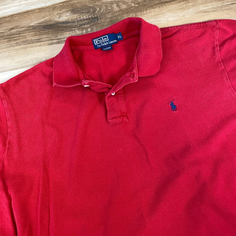 Polo Ralph Lauren Polo Shirt Men XL Short Sleeve Pique Red Vintage Y2K Broken In